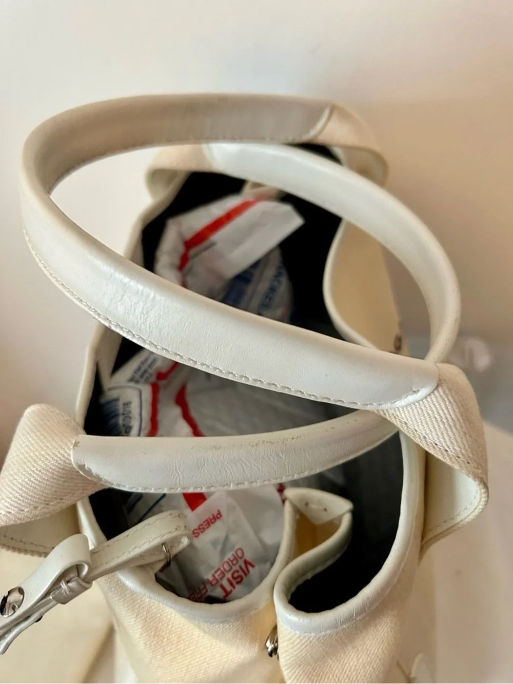 Balenciaga Cream Canvas Tote with Black Logo